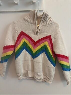 Show Me Your MuMu Cream Chevron Rainbow Half-Zip Sweater